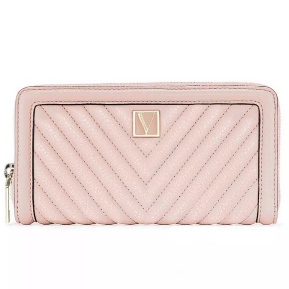 Victoria's Secret LARGE WALLET WITH ZIP / Orchid Blush / V-Quilt & Monogram NEW - Picture 2 of 12